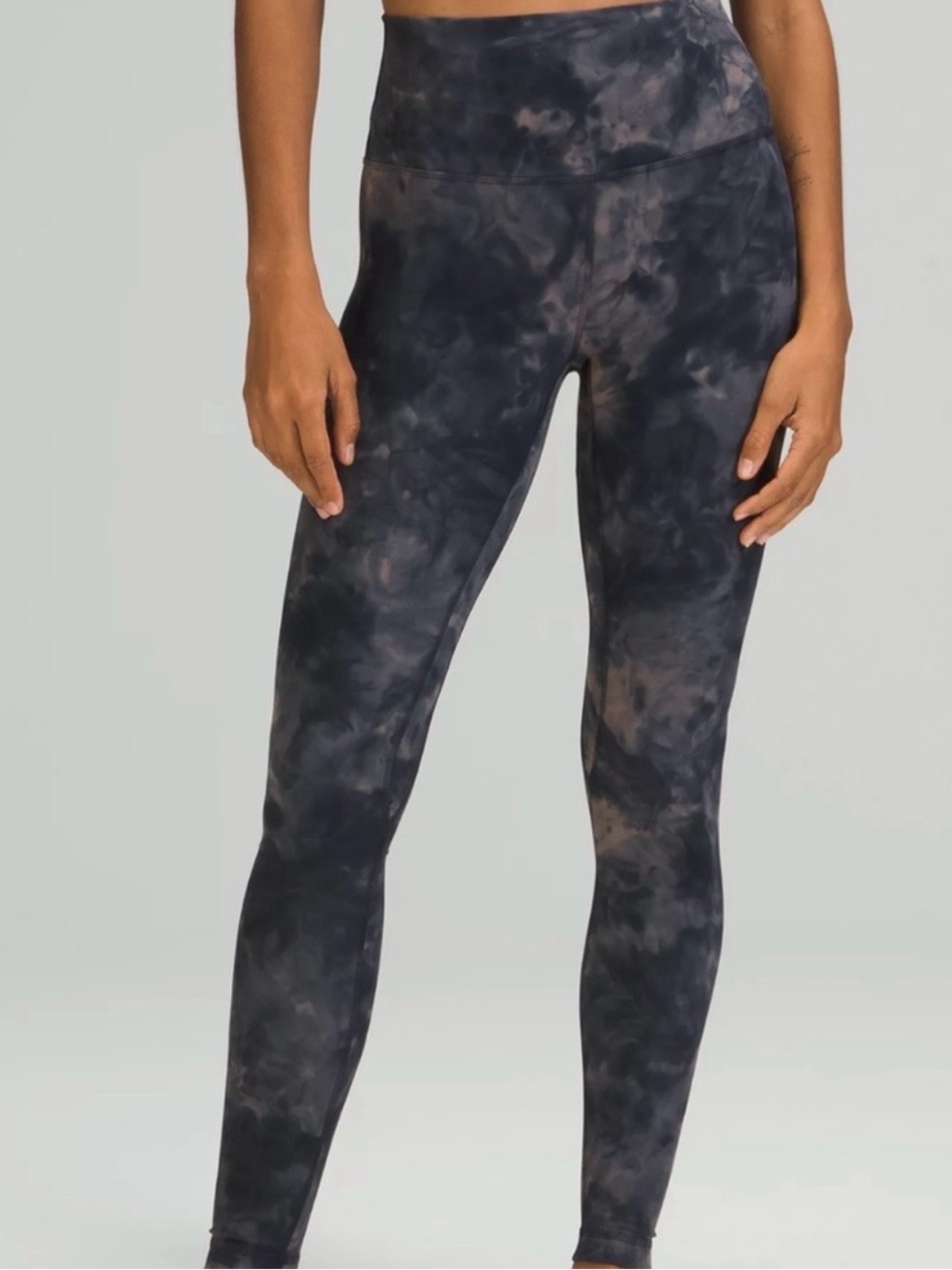 lululemon athletica Blue and Black Tie-Dye High-Rise Leggings, Size 18